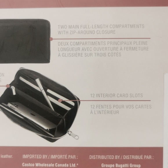 Bugatti Ladies Genuine Leather Full Zip Wallet Black 12 cards NWT NEW - Picture 6 of 11